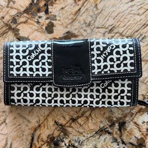 Coach Monogram Black and White Wallet